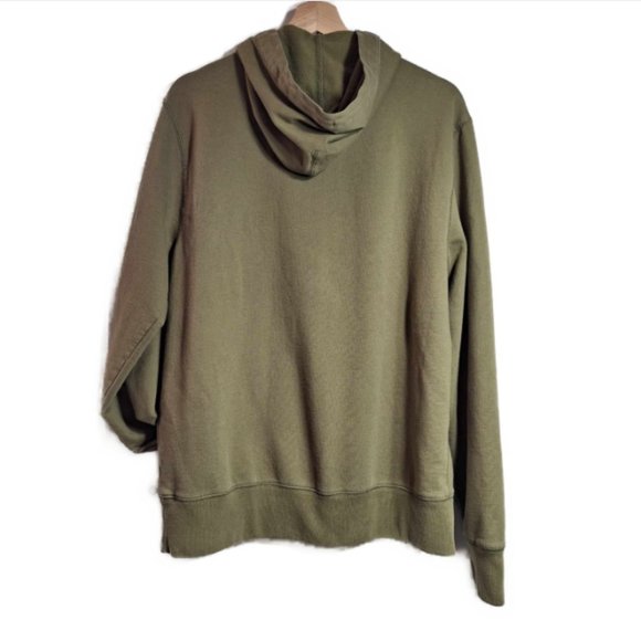 J. Crew  Hooded Fleece Lined Sweatshirt Olive Green Size Large - Picture 3 of 6
